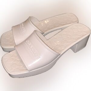 Coach Rubber Jelly Cream Scarlett Clog Mules Block Heel Sandals Signature Logo 9